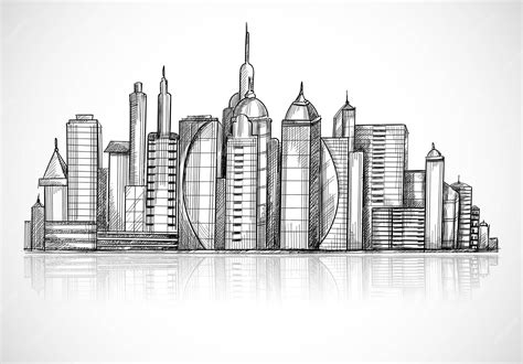 Easy How to Draw a City Tutorial and City Coloring Page.